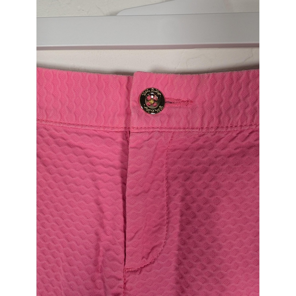 Lilly Pulitzer Shorts Womens 6 Pink Buttercup Scallop Hem Textured Cotton Summer - Picture 3 of 12